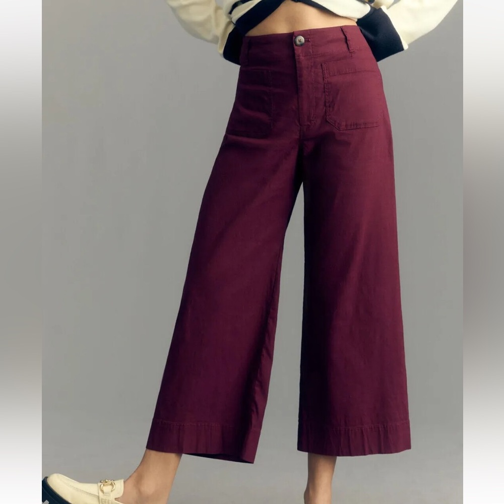 Anthropologie The Colette High Waisted Pant Deep Burgundy